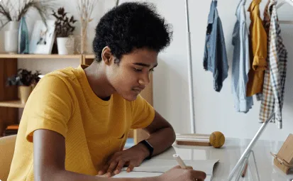 Mental health professional reviewing patient notes